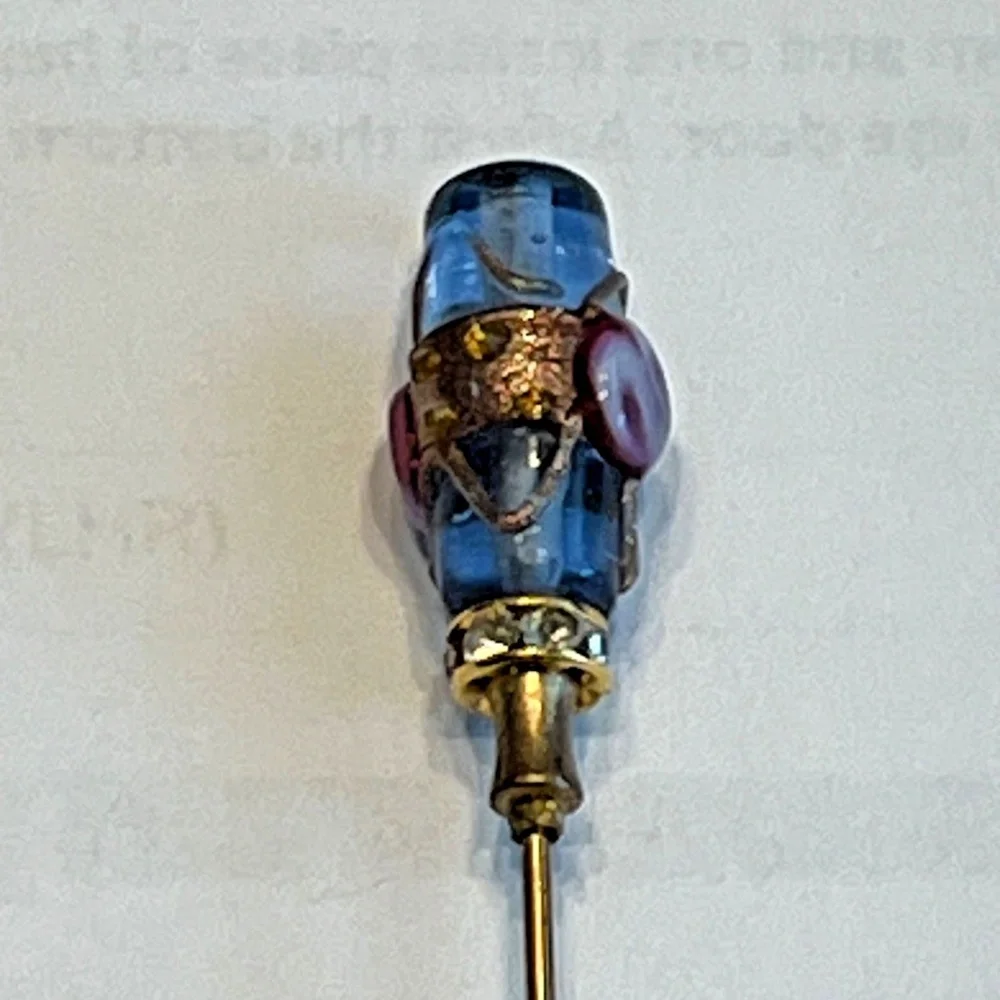 Vintage Venetian Murano Wedding Cake Lampwork Blue/Pink Pin/Brooch